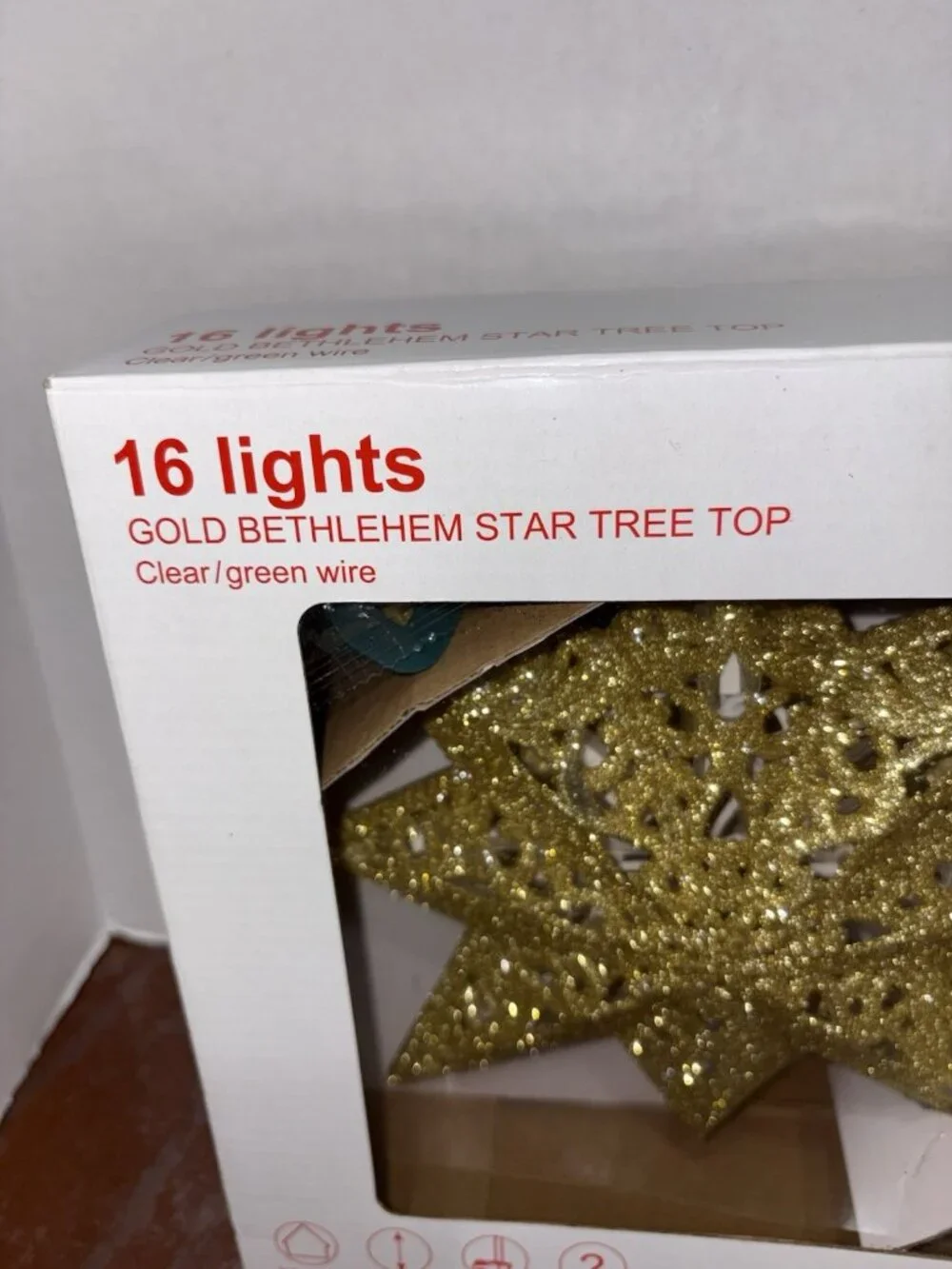 GE Silver Bethlehem Star Tree Topper with 16 Clear Lights Christmas Holiday